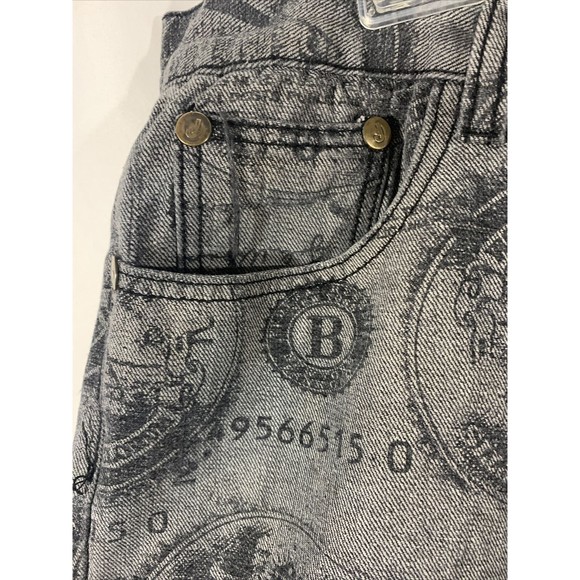 Jeanetix Blue Jean Shorts Sz 38 Money Logo All Over Print - Picture 6 of 10